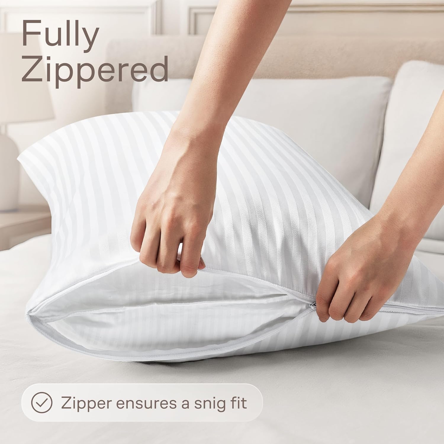 Regine Switzerland Set of 4 Pillow Protectors - Zippered, Stain & Dust Resistant, Standard Size