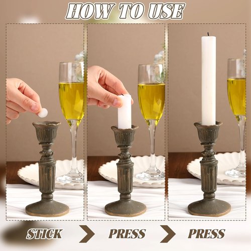 LemonRoad 100 Pcs White Wax Candle Adhesive Dots - Easy Clean Taper Holders for DIY Events