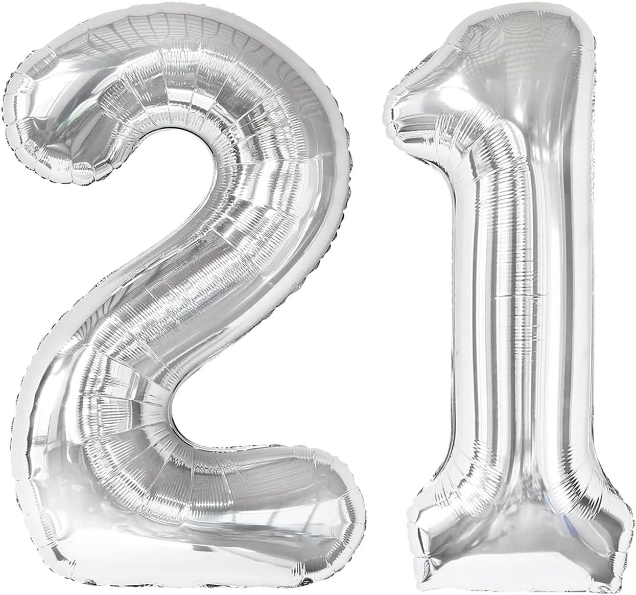 Number 21 Balloon by Silver | 40-Inch Metallic Decoration for 21st Birthday Celebrations