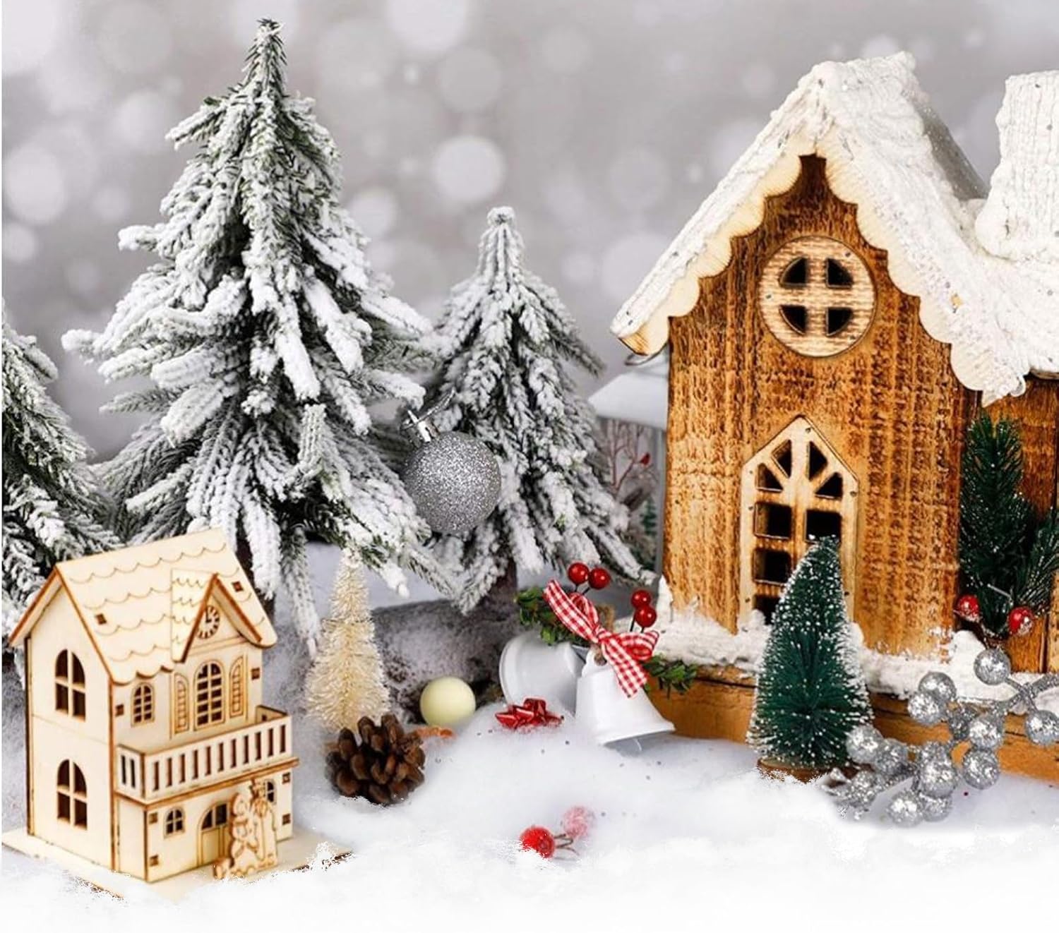 Skiennix Fake Snow Blankets - Perfect for Christmas Village Decor | 31.5 x 94.5 Inches (2 Pcs)