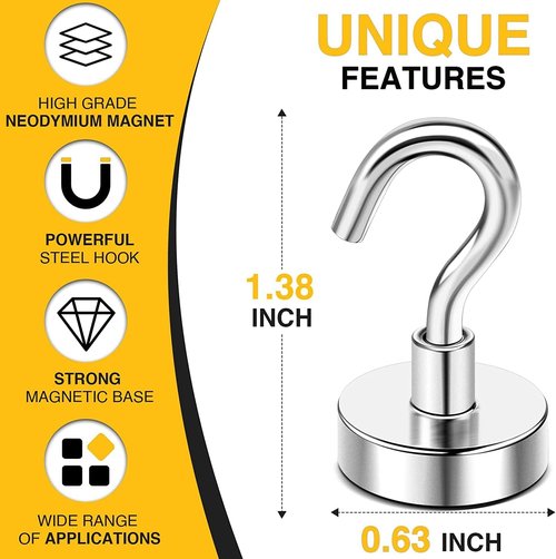 DIYMAG Magnetic Hooks - 30Lbs Heavy Duty S-Hooks for Fridge, Classroom, Kitchen | 75 Pack Silver
