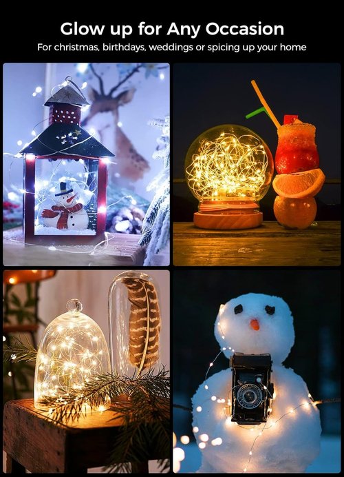 Brightown LED Fairy Lights - 12 Pack Battery Operated Waterproof Silver Wire - 7 Feet, 20 LED for Weddings & Parties