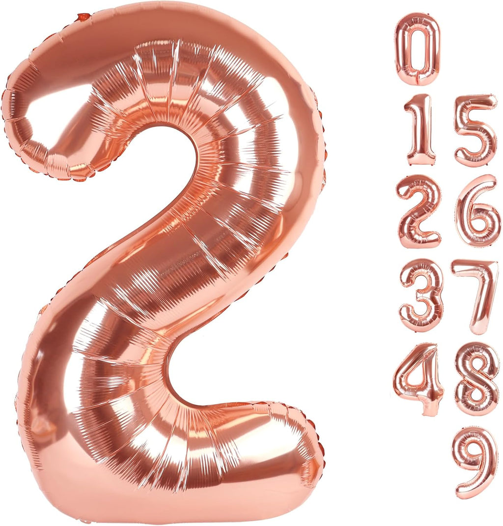 Rose Gold 40-Inch Number Balloons - Perfect for 2nd, 12th, 21st Birthday Celebrations & Events