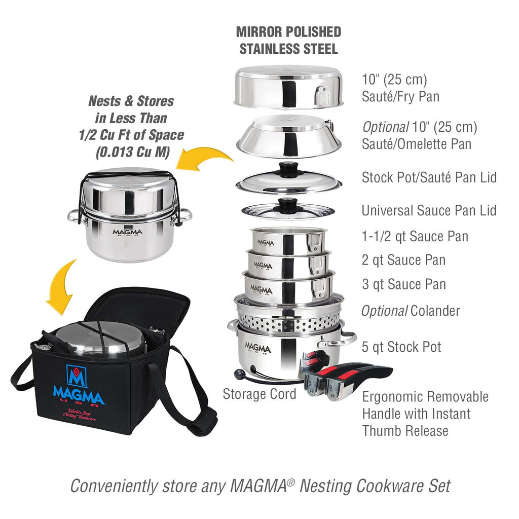 MAGMA A10-364 Padded Storage Case | Protective Carry Bag Nesting Cookware Sets | Ideal for Boat, RV, Camping & Home Organization