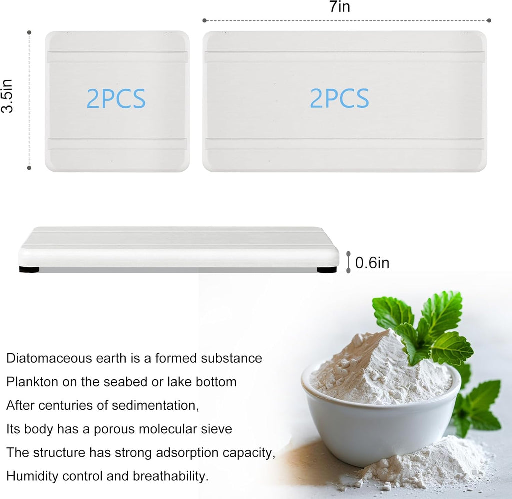Skiennix 4PCS Stone Drying Trays - Water Absorbent Diatomaceous Earth Soap Dish Set | Ideal for Bathroom & Kitchen