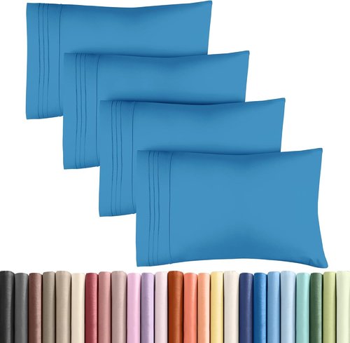 King Pillow Cases by [Brand Name] - Ultra Soft Hotel Quality Covers | Cozy, Wrinkle-Free, Fade Resistant - 4 Piece Set in Denim Blue