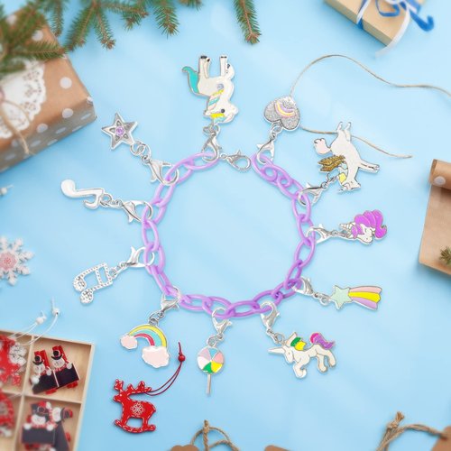 Christmas Advent Calendar 2026 for Girls Boys with 24 Days Unique Gift Countdown Calendar Blind Box Blue UnicornTheme DIY Creative Charm Pendant Bracelet Necklace Daughter Granddaughter niece