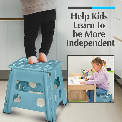 Handy Laundry Folding Step Stool - Lightweight & Sturdy for Adults and Kids - Easy One Flip Open | Teal - 13 Inch (Pack of 2)