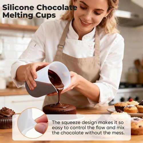 Tuntwcc Silicone Measuring Cups - Measuring Cup Set for Melting Chocolate,Silicone Baking Cups Food Grade Material, Four Scales (1CUP-4PC)
