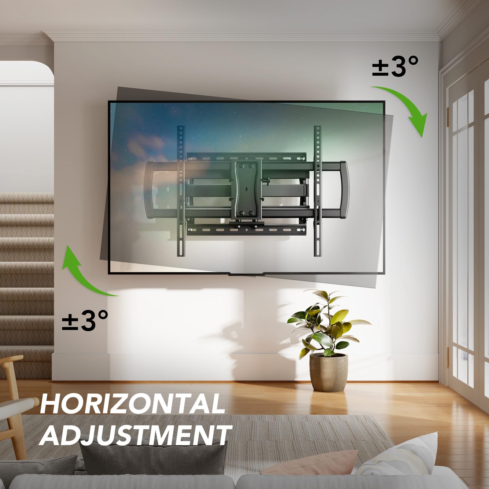 Full Motion TV Wall Mount Bracket for Most 32-85 inch TVs,TV Mount with Dual Articulating Arms,Tilt/Swivel/Extension/Leveling,Fits 8” 12” 16" Studs,Max VESA 600x400mm, Holds up to 132lbs