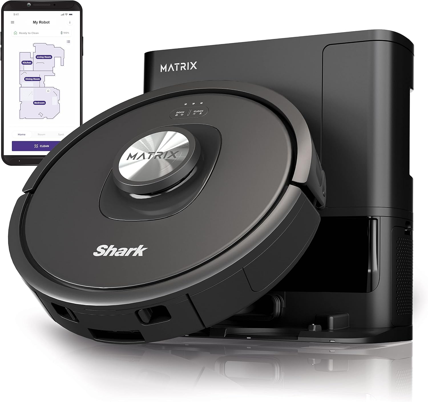 Shark R-RV2310AE Matrix Self-Empty Robot Vacuum - Ideal for Carpets & Hard Floors | 45-Day Capacity, Bagless