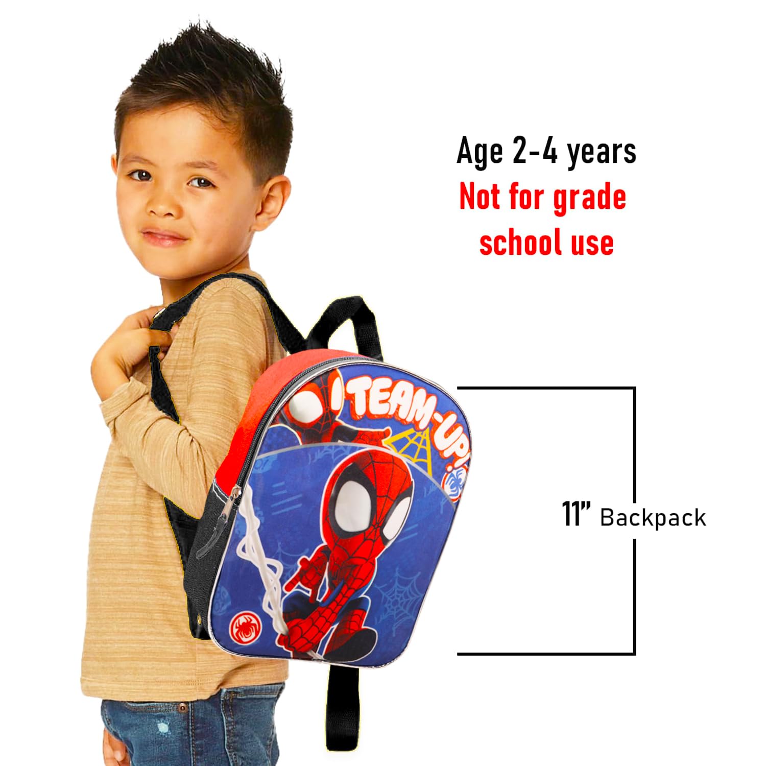 Spidey and His Amazing Friends Mini Backpack - Bundle with 11" Spiderman Backpack for Toddlers, Water Bottle, More | Spidey and Friends School Bag for Boys