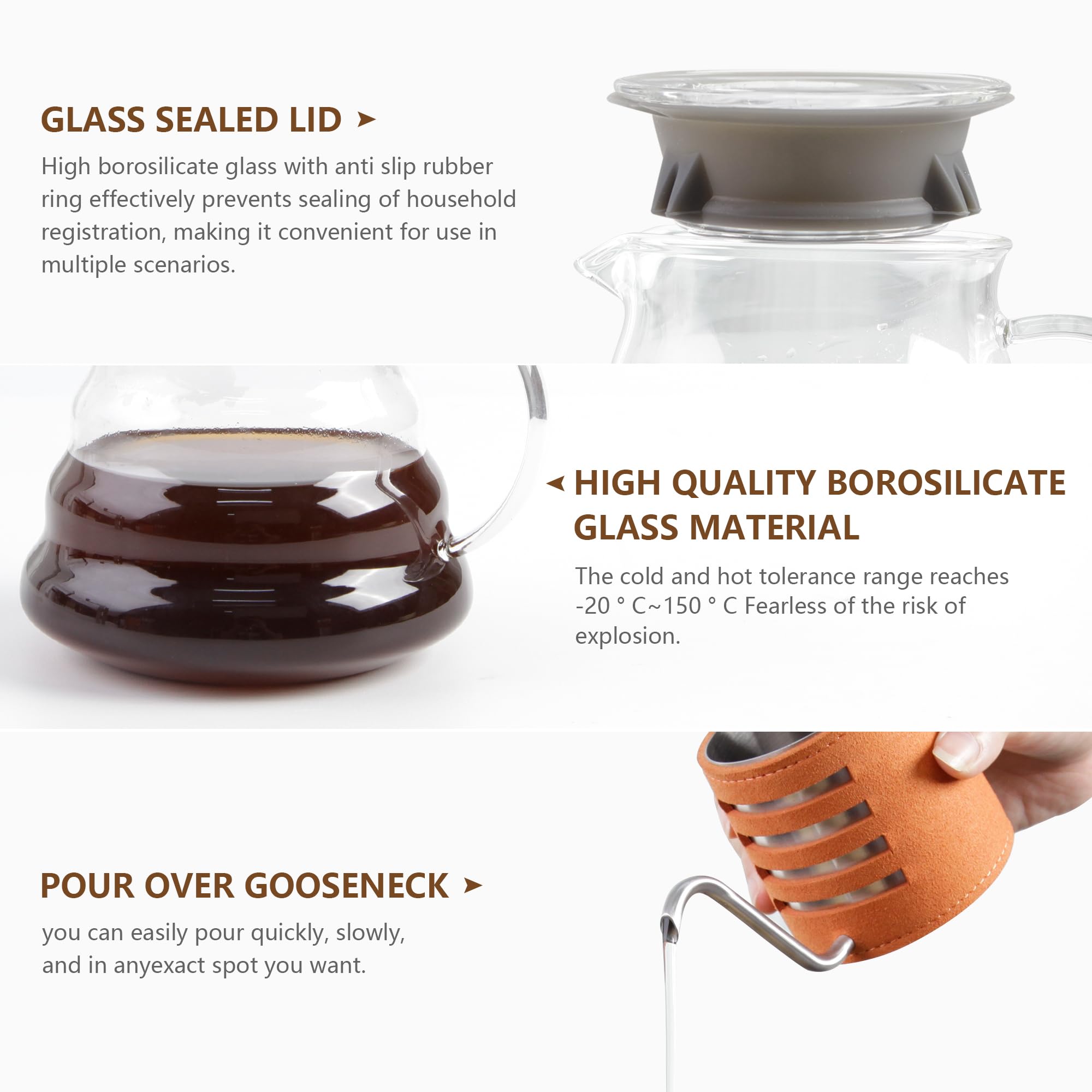 LHS Pour Over Coffee Maker Set - All in One Pour Over Coffee Kit, Travel Pour Over Coffee Dripper, Manual Coffee Maker Set Grinder Brewer Dripper and Cup Set, Anniversary Birthday Gift Sets
