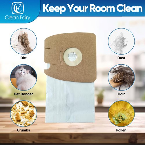 CF Clean Fairy 15Pack Vacuum Cleaner Bags Compatible with Eureka Mighty Mite 3670 3680 4100 S4170 4300-4600 5180 Series Canister Models Replacement for Eureka MM 60295A 60295B 60295C