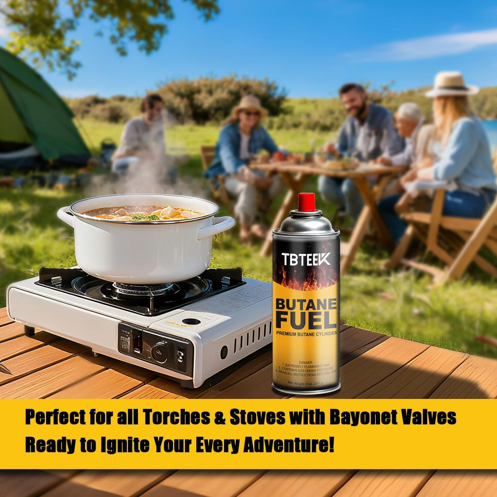 TBTeek Butane Fuel Canister - Premium 8 oz Pure Refined Butane Gas Refill | 3-Pack for Kitchen Torch & Camping