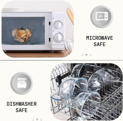 Cuiselect Glass Mixing Bowls Set - 5-Piece Nesting Bowls with Lids | Dishwasher, Microwave & Freezer Safe