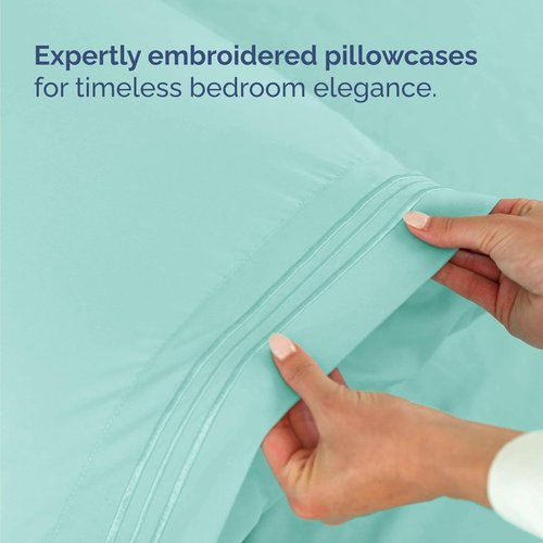 Comfy Twin Size 3 Piece Sheet Set by [Brand Name] - Breathable & Cooling Hotel Luxury Bedding - Ultra-Soft, Deep Pockets, Wrinkle-Free - Spa Blue