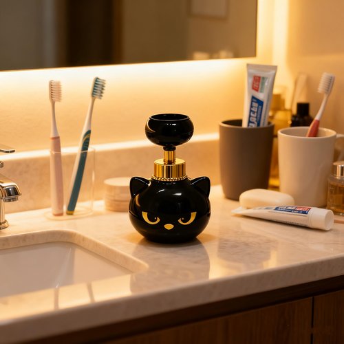 Cute Cat Paw Foam Soap Dispenser, Black Kitty Refillable Foaming Pump Bottle,Automatic soap Dispenser for Bathroom & Kitchen, Halloween & Holiday Home Decor