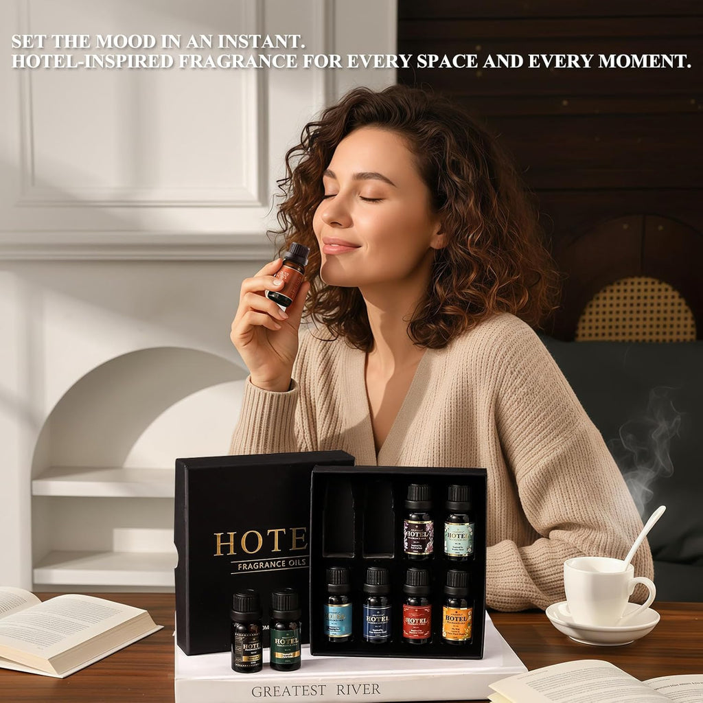 Skiennix Hotel Diffuser Oil Gift Set | 5-Star Fragrance Collection - My Way, White Tea, Baccarat, Dubai, Beachfront Villa