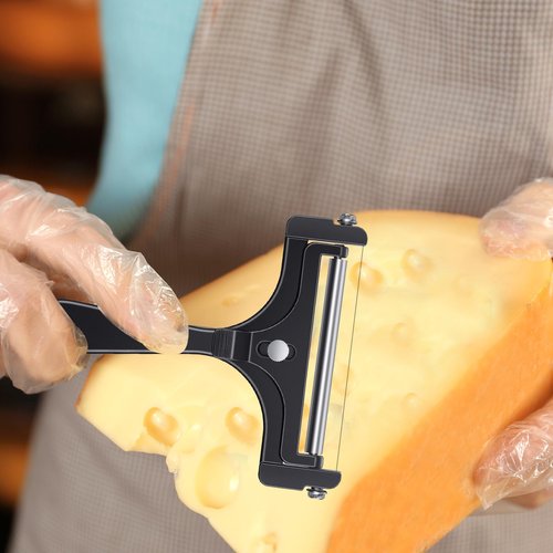 Wire Cheese Slicer Adjustable Handheld Cheese Cutter Stainless Steel Food Slicer for Block Cheeses with 4 Extra Wires and Wrench Handheld Butter Block Cutter for Mozzarella Cheddar Gruyere