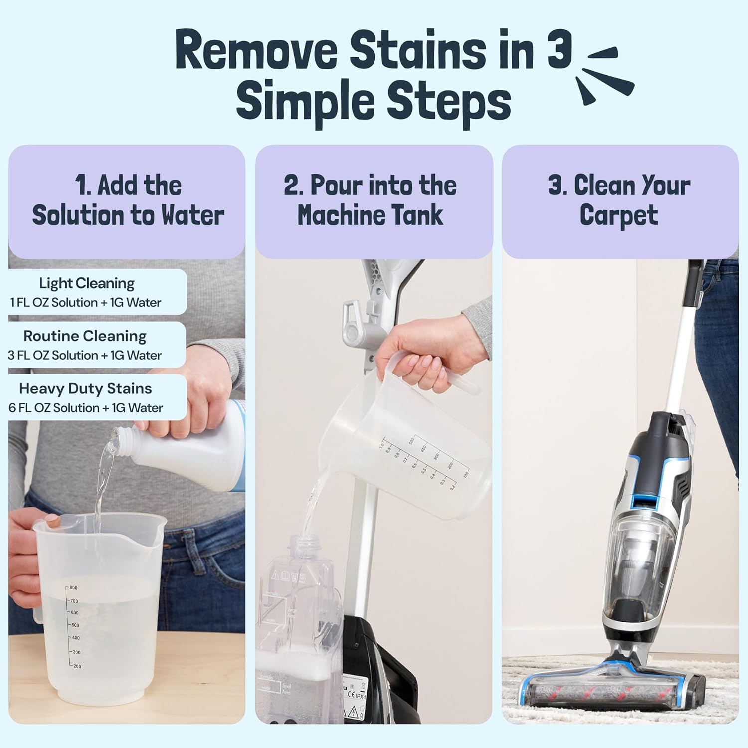 Sunny & Honey Carpet Cleaner Shampoo - Pet Stain Remover & Odor Eliminator - 128 fl oz Light Lavender Scent