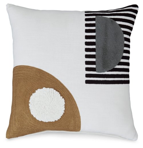 Signature Design by Ashley Longsum Contemporary Square Cotton Pillow with Embroidered Design, 20" x 20", White & Black