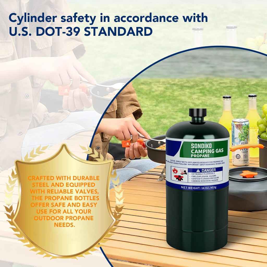 Sondiko Propane Tank - 2 Pack of High Purity 1LB Cylinders | DOT Compliant & Prefilled for Welding & Sous Vide
