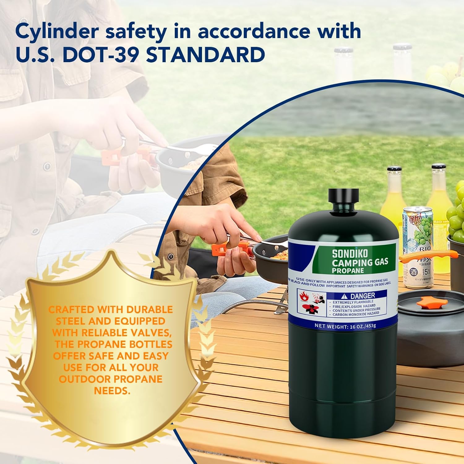 Sondiko Propane Tank - 2 Pack of High Purity 1LB Cylinders | DOT Compliant & Prefilled for Welding & Sous Vide