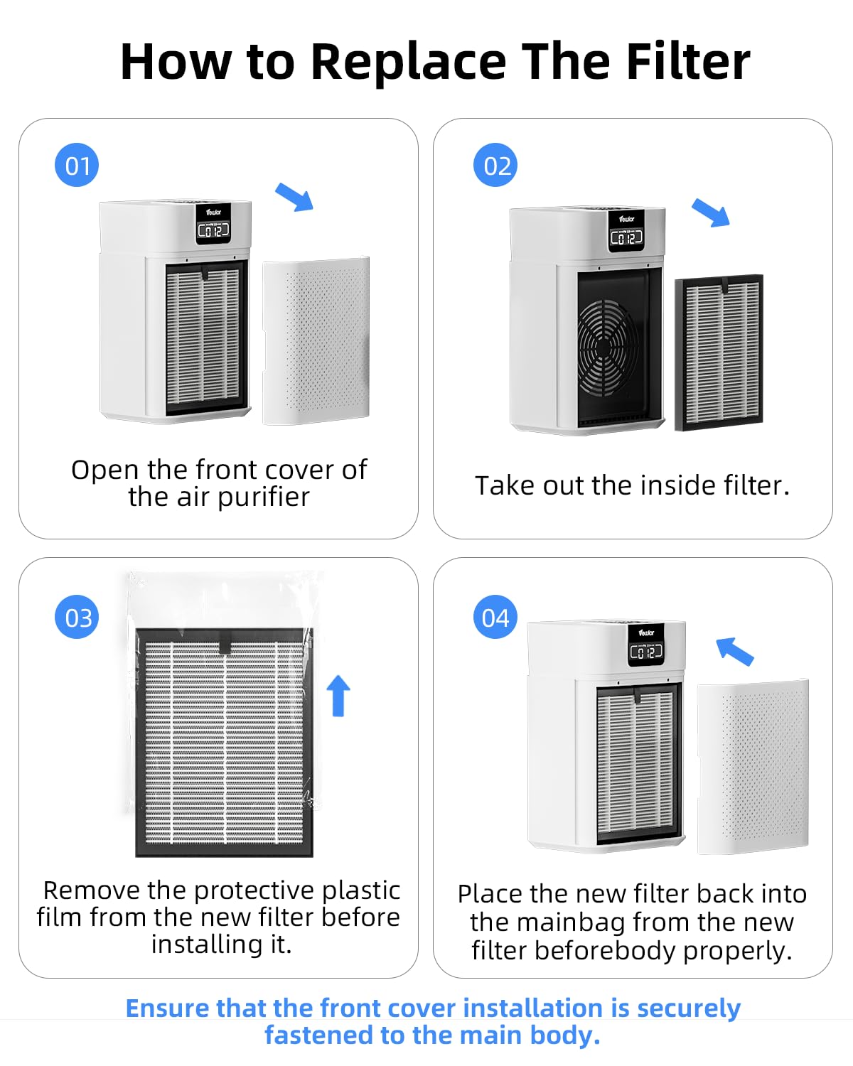 (2 PCS) Air Purifier ClearAir-A5 Replacement Filter, VEWIOR H13 True Air Cleaner Filter (Special forVEWIOR ClearAir-A5 Air Purifier)