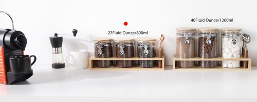 Airtight Glass Tea Containers with Bamboo Lids & Spoons (27oz) - Ultimate Storage Canisters for Loose Leaf Tea to Preserve Freshness & Flavor - Elegant Tea Caddy Jars for Kitchen & Pantry - Set of 3