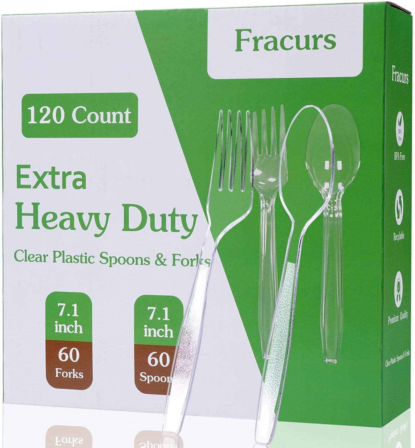 Skiennix Extra Heavy Duty Plastic Forks & Spoons Set - 120 Count, Heat Resistant & BPA Free, Clear Disposable Utensils
