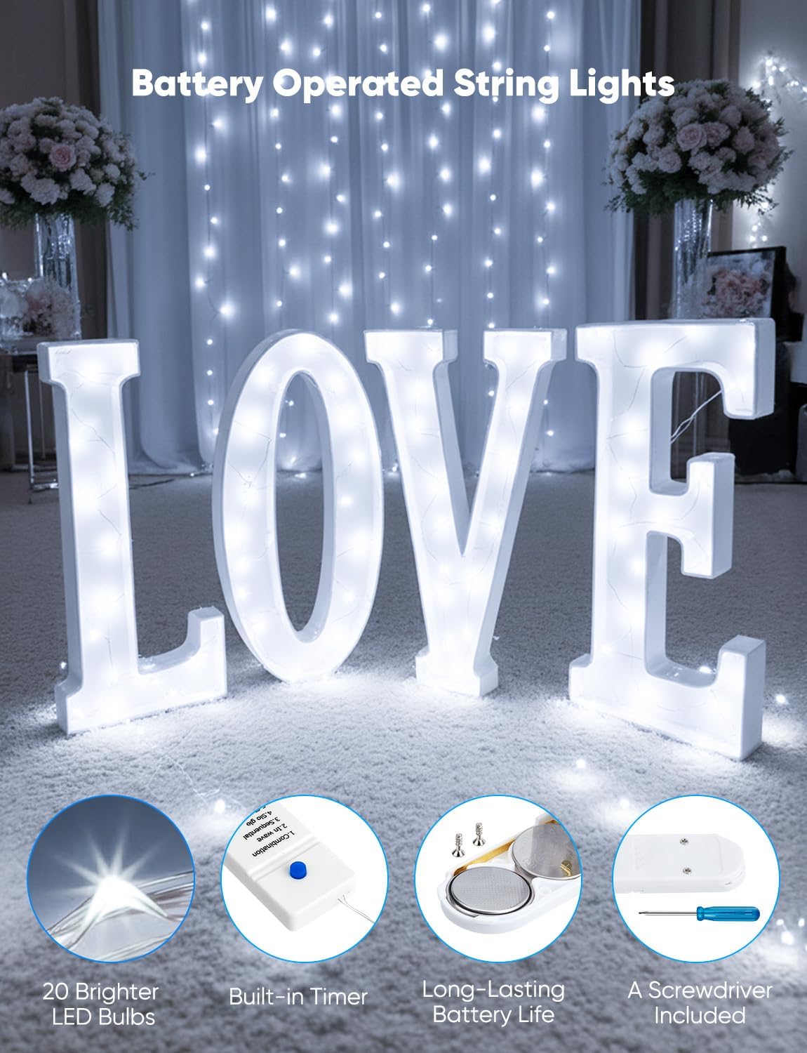 Minetom 12 Pack Fairy Lights - Battery Operated 20 LED String Lights | 7ft Waterproof Silver Wire for DIY Decor