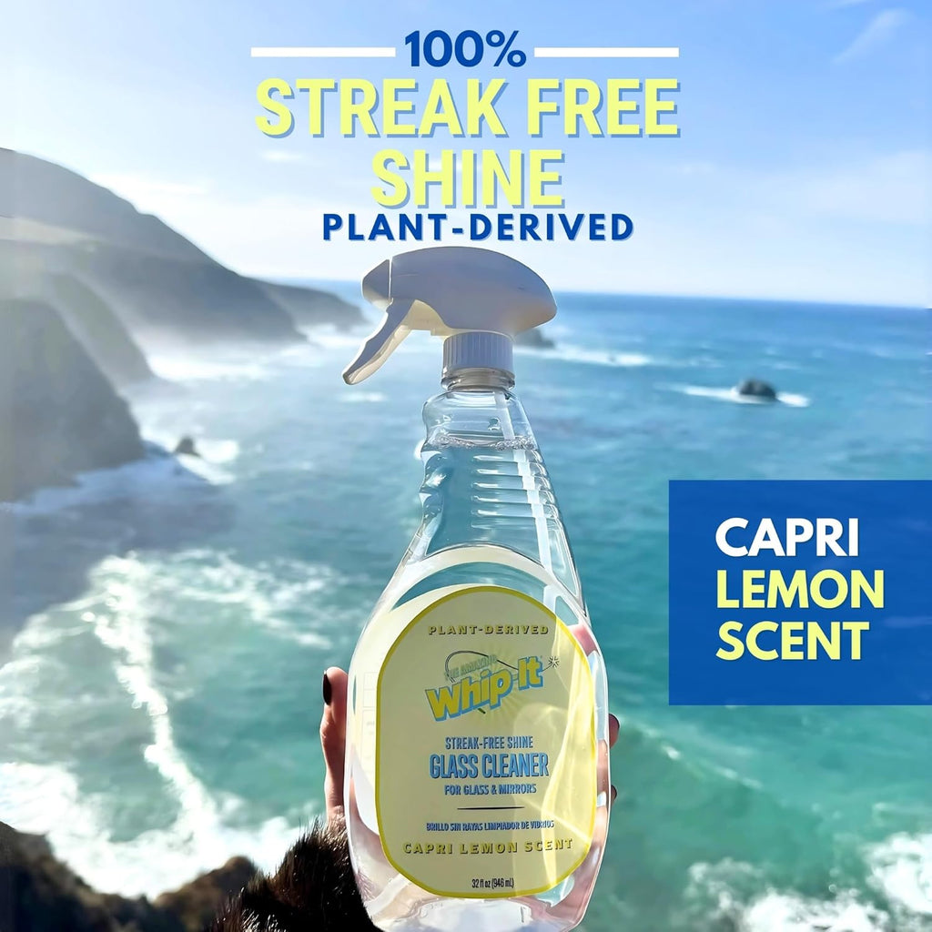 Whip-It Capri Glass Surface Cleaner Spray - Streak-Free Formula for Tough Stains - 32oz