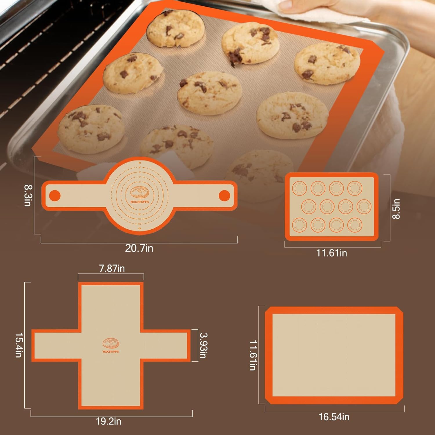 Silicone Baking Mat Set - Non-Stick, Food Safe Reusable Mats for Cookies & Bread | Oven Safe