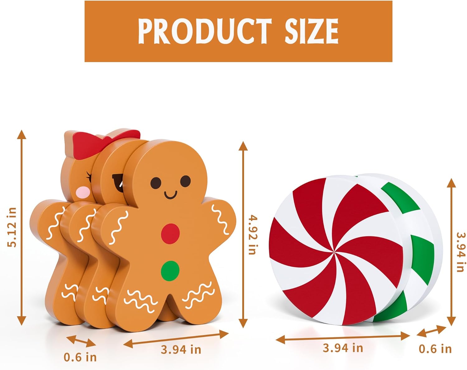 Regine Switzerland Gingerbread Christmas Decorations - 5 Pcs Wooden Signs for Home & Kitchen Decor