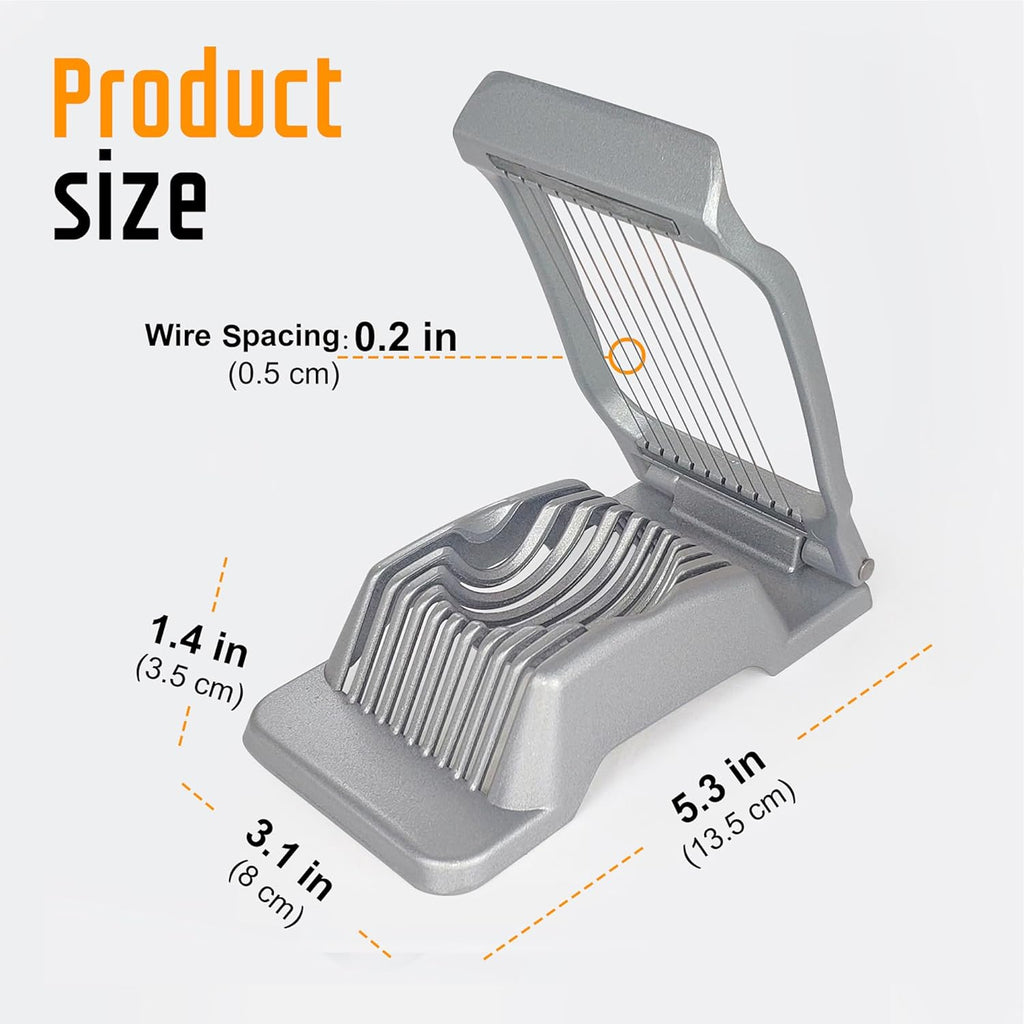 Skiennix Egg Slicer - Heavy-Duty Stainless Steel Cutter for Hard Boiled Eggs & Fruits | Dishwasher Safe