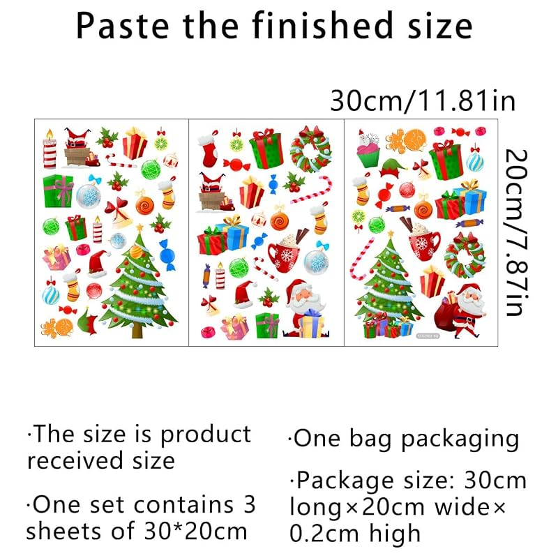 Demonwer Glow in The Dark Christmas Wall Decal Set - Green Luminous Tree & Santa (Variation: Christmas-1+Green Luminous)