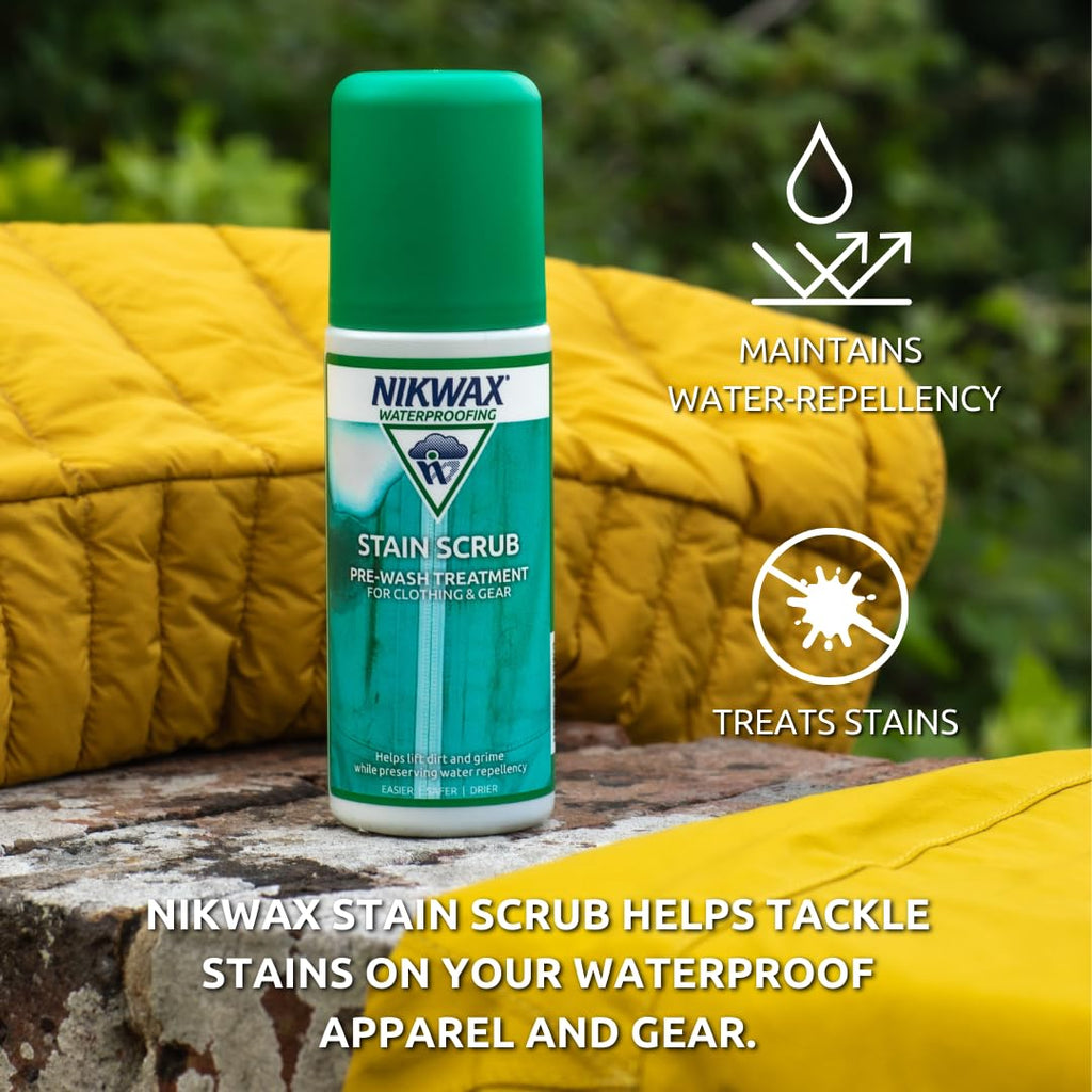 Nikwax Stain Scrub, Pre-Wash Treatment, Removes Stubborn Stains on Outdoor Clothing, Outerwear, Insulated and Down Jackets, Gore-Tex and other Waterproof Gear