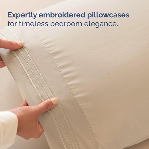 King Size 4 Piece Sheet Set - Luxury Cooling Bed Sheets for All Ages - Soft, Wrinkle-Free, Deep Pockets - Oeko-Tex Certified - Cream