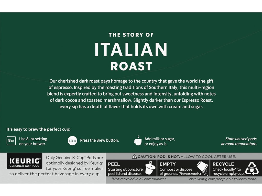 Starbucks K-Cup Pods - Italian Roast Dark Coffee | 100% Ground Arabica | 20 Count (2 Boxes)
