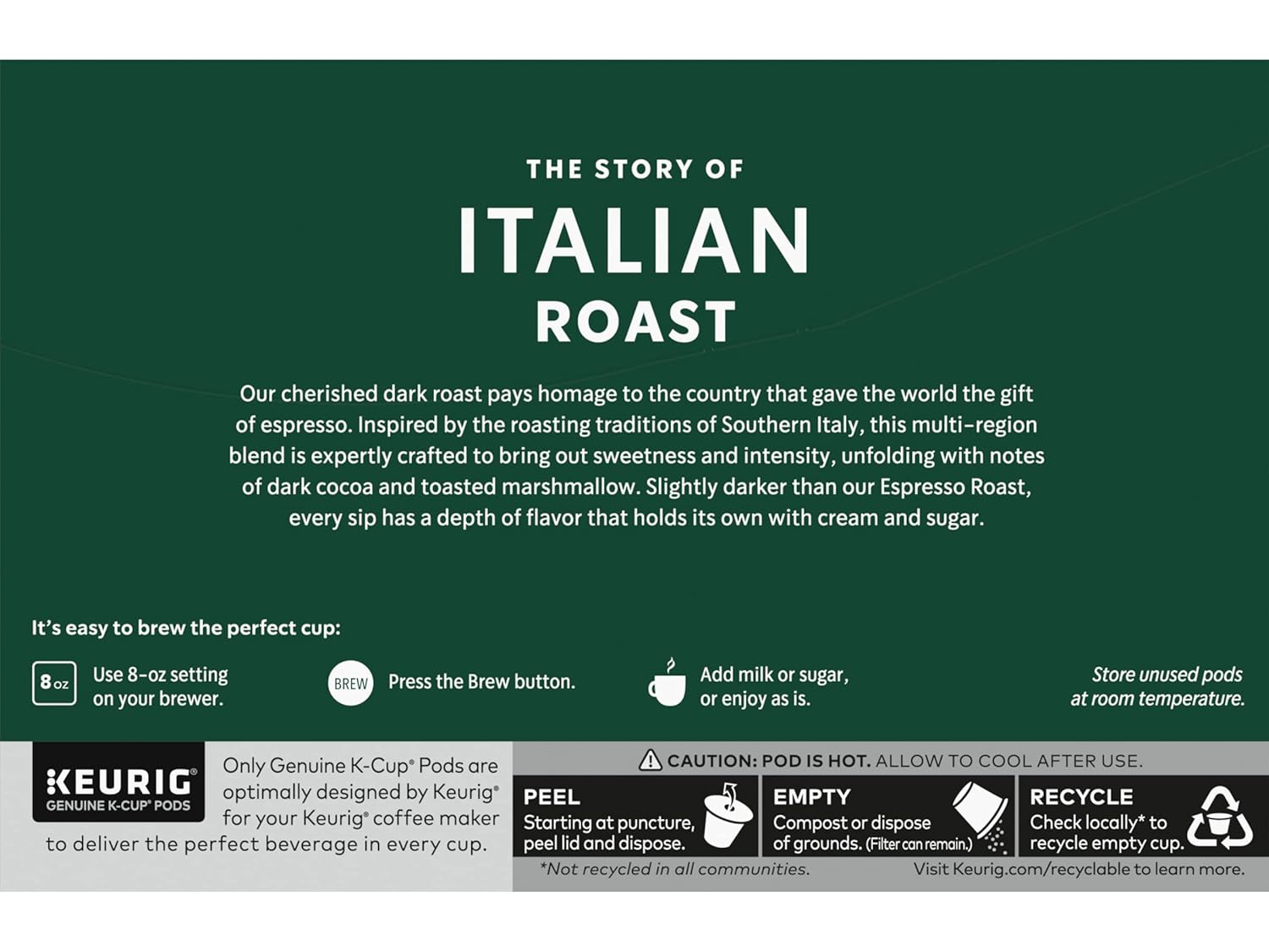 Starbucks K-Cup Pods - Italian Roast Dark Coffee | 100% Ground Arabica | 20 Count (2 Boxes)