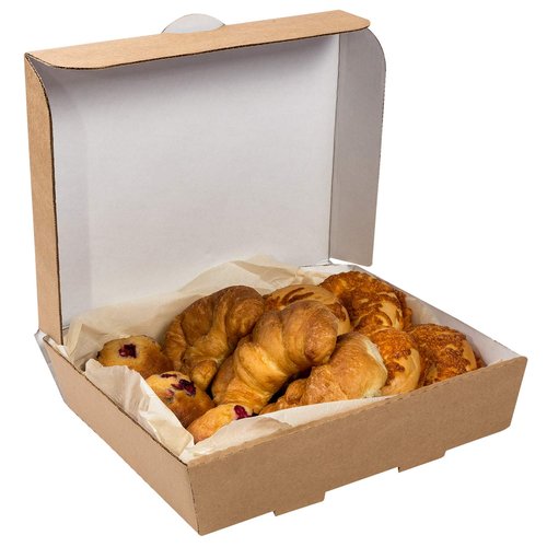 AmerCareRoyal Half Pan Corrugated Catering Box - Secure Stackable Food Delivery Container, Bakery Cardboard Food Storage Boxes, 13” x 10-7/8” x 3”, White, Case of 50