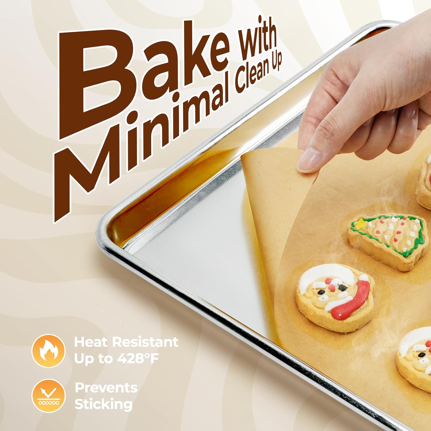 Vailnd Unbleached Parchment Paper Sheets - 220 Pcs Non-Stick, Lay Flat, 12'' x 16'' for Baking & Cooking