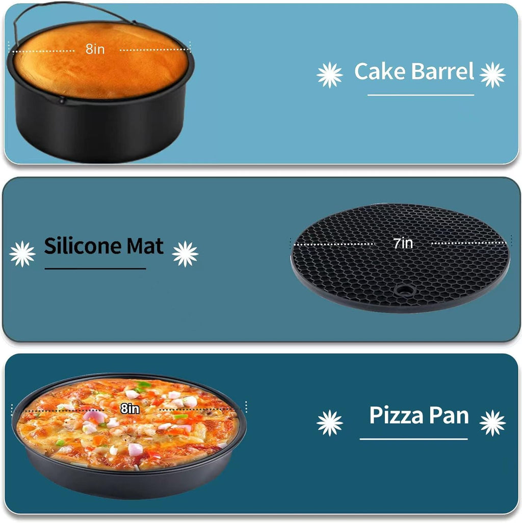 Ninja Air Fryer Accessories - 12 PCS Set with Oven Cake Pan, Pizza Pan & Air Fryer Liner | Fits 3.6-5.8QT
