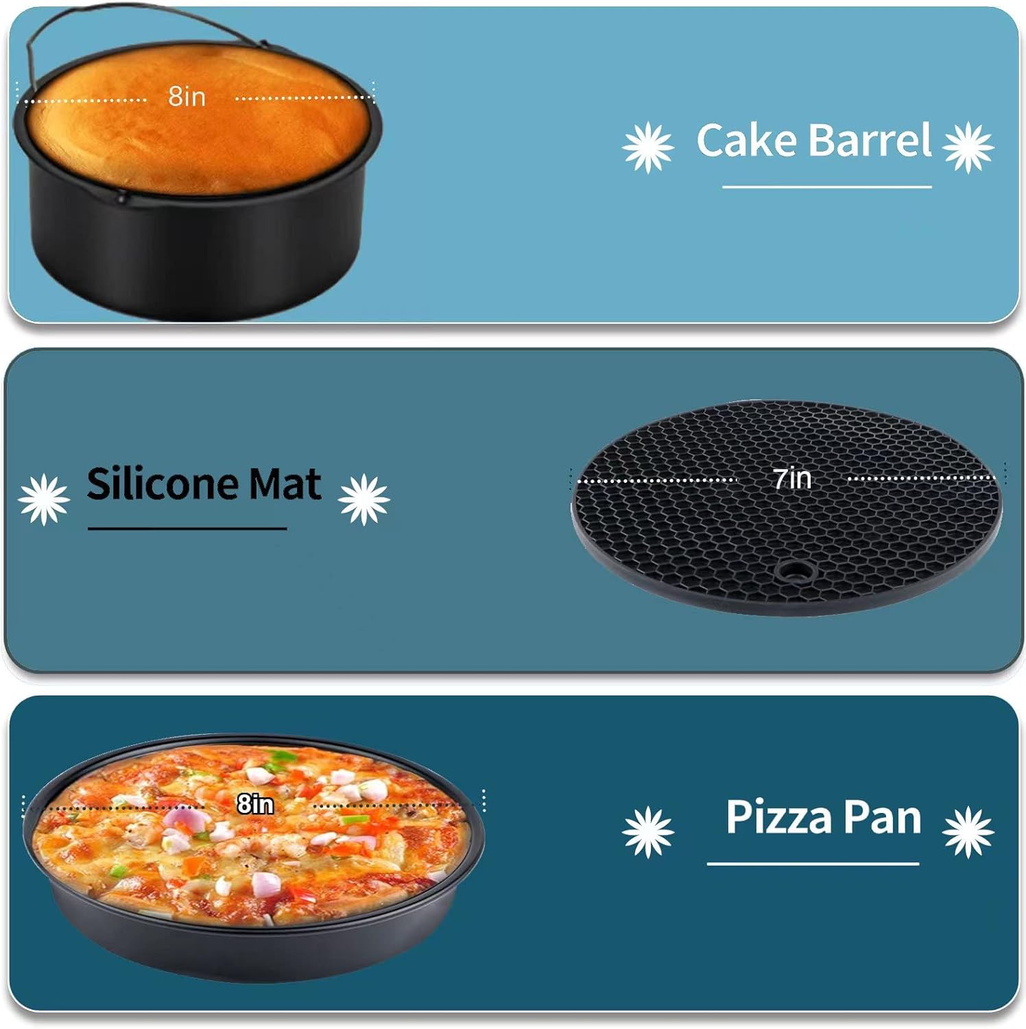 Ninja Air Fryer Accessories - 12 PCS Set with Oven Cake Pan, Pizza Pan & Air Fryer Liner | Fits 3.6-5.8QT