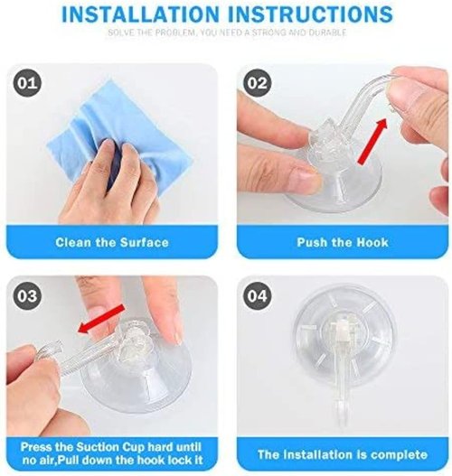 1st Choice Clear Plastic Suction Cup Hooks - Ultra Heavy Duty, Waterproof & Traceless | 6 Pack for Bathroom & Kitchen