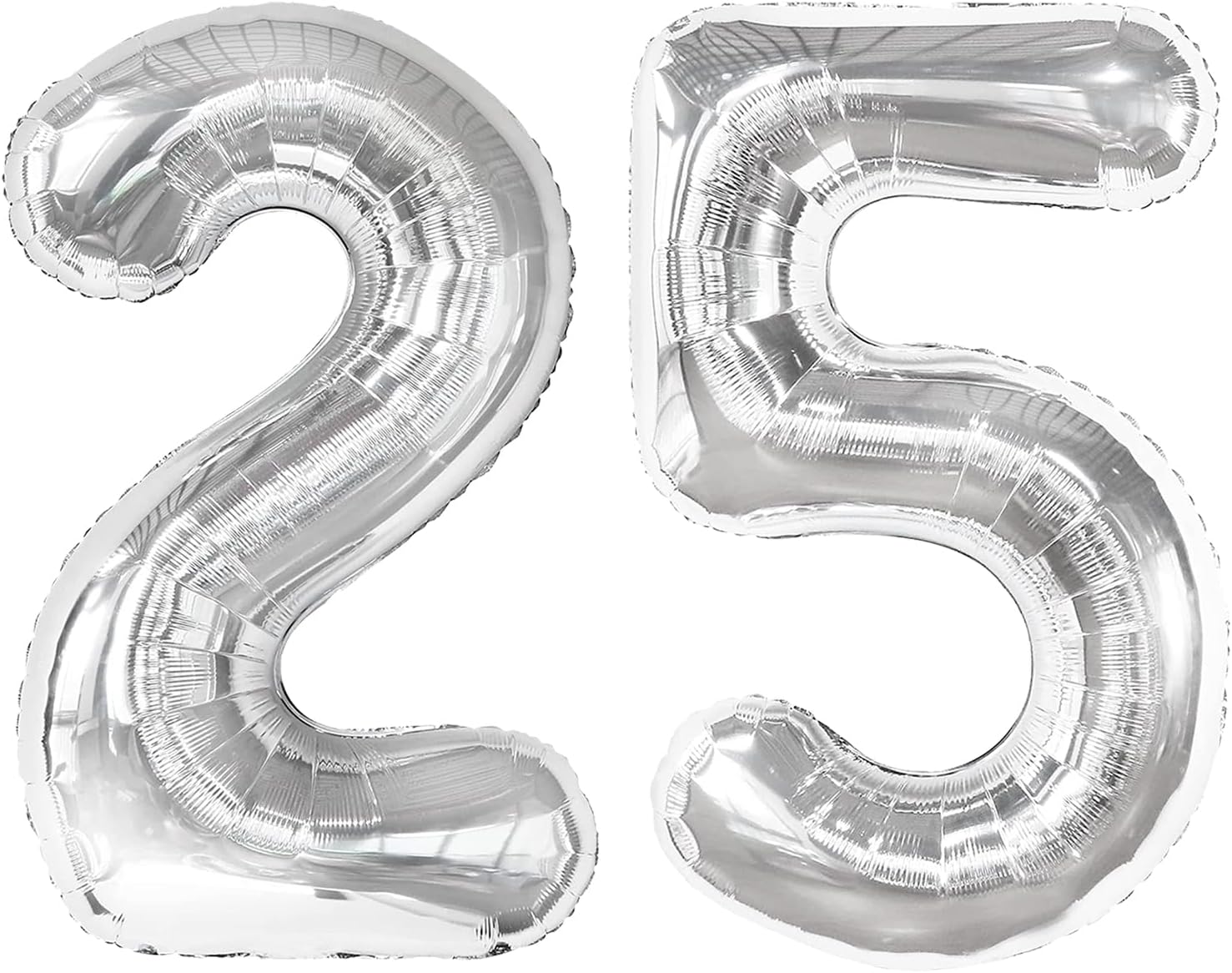 Silver Number 25 Balloon - 40 Inch Metallic Decoration for 25th Birthday Celebrations