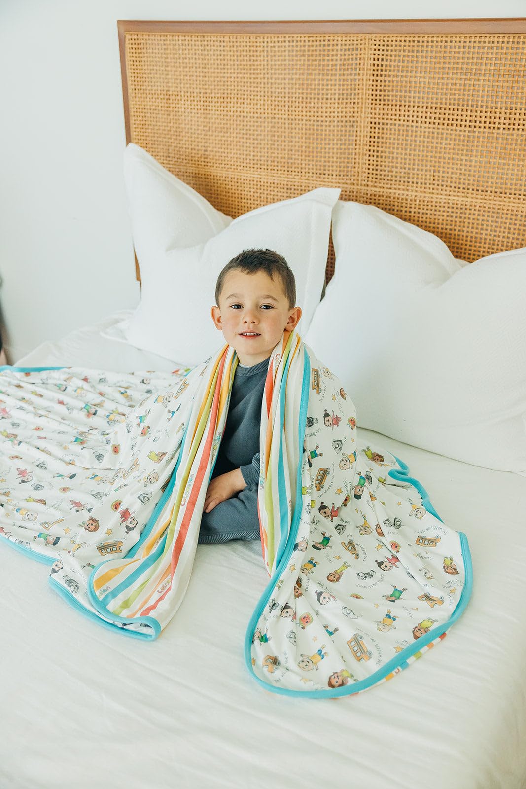 Copper Pearl Jumbo Premium Knit 3 Layer Stretchy Throw Blanket 'CoComelon Friends'