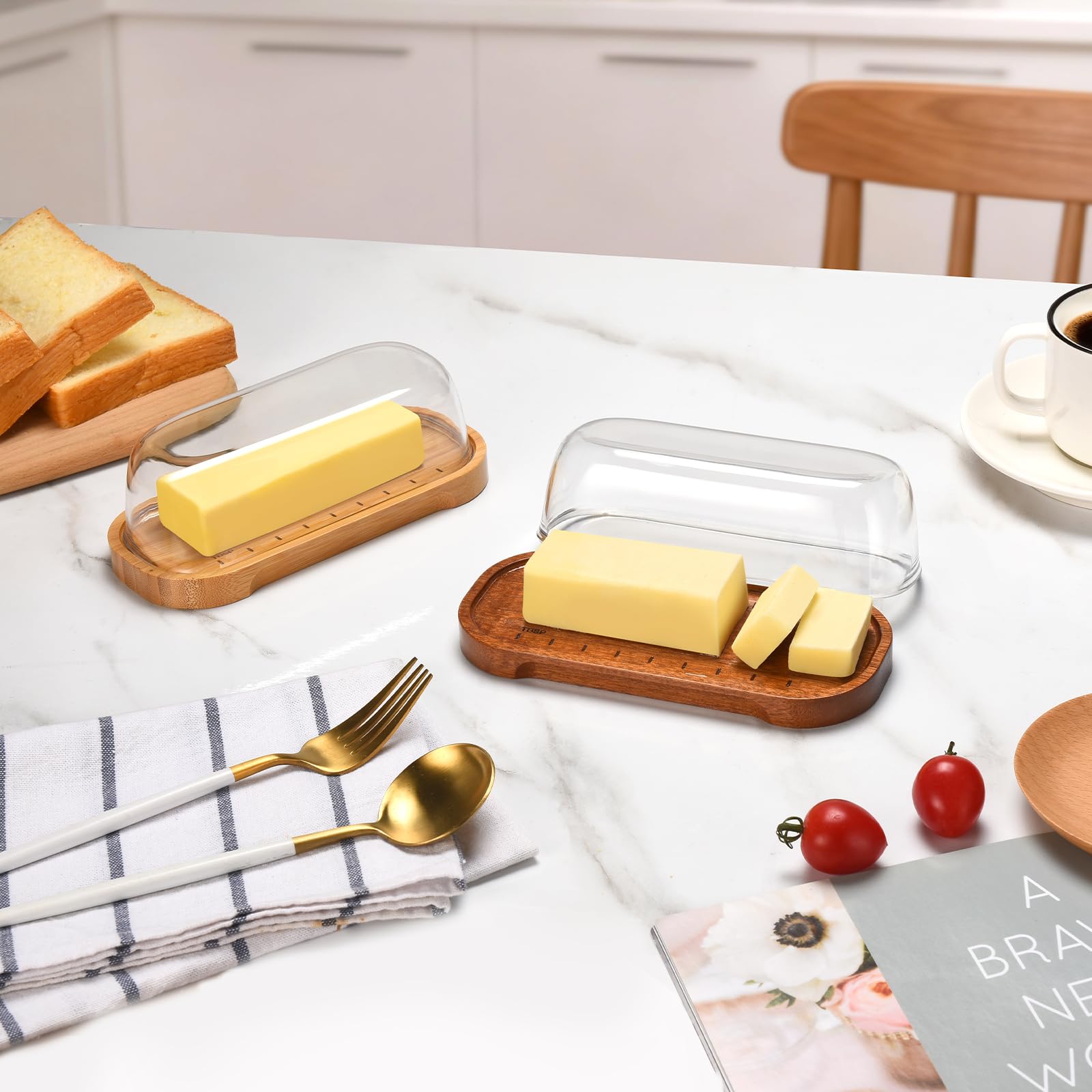 Butter Dish with Lid, Butter Container Holds for East/West Coast Butter, Butter Tray with Lid Fridge - Butter Holder for Counter, 2026 Upgrade