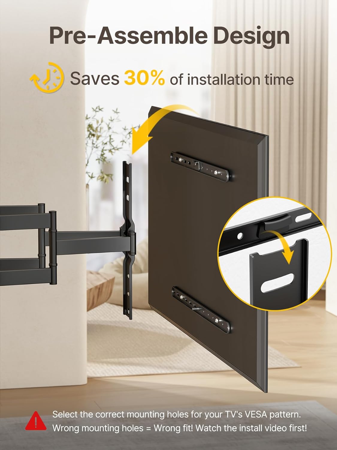 monTEK Ultra Slim TV Wall Mount - Full Motion Bracket for 37-75 Inch TVs, 132lbs Capacity | Max VESA 400x400mm